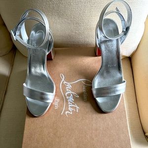 Brand new Christian Louboutin Miss Sabina silver sandals. Authentic! Size 38